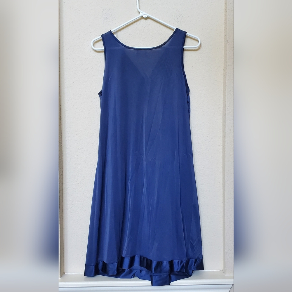 Vanity Fair Navy Blue Nylon Slip Chemise Nightgown.  Size Small - Picture 4 of 6